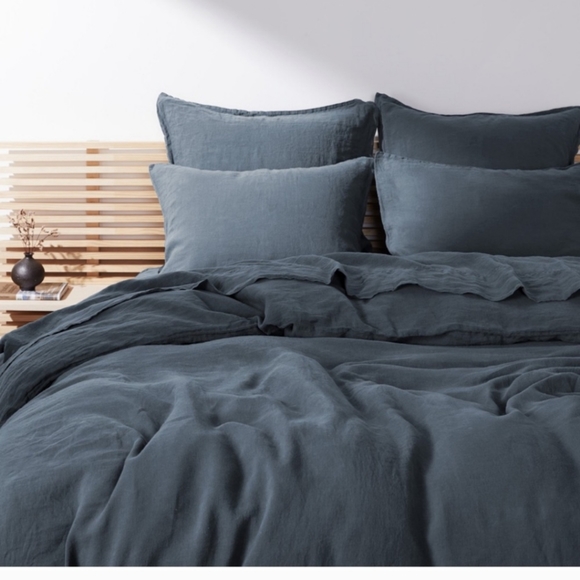 Parachute Bedding Parachute King Cal King Blue Linen Duvet Cover